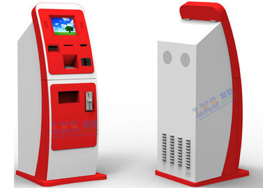 Quiosque vermelho branco do pagamento de Bill, cartão de UPS que vende o distribuidor que Ticketing o dispositivo de Volchers da troca