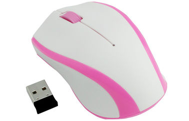 Rato 2.4GHz sem fio óptico cor-de-rosa branco do plug and play 3D para o Desktop/computador