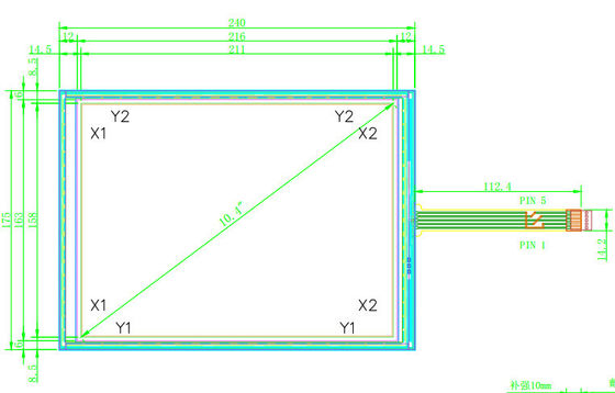 Tela de toque Resistive de vidro de 5 ITO do fio 10,4 polegadas para terminais da posição/quiosque